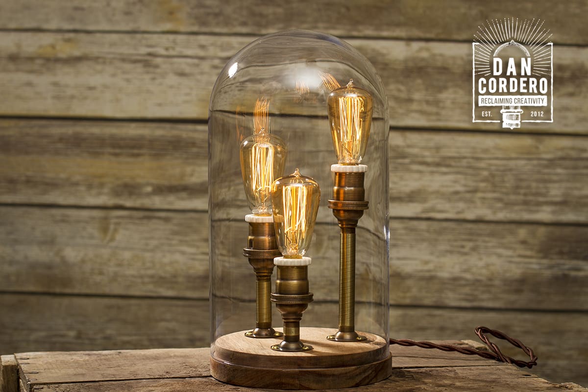 アクセサリー lamps Antique Brass 3 Bulb Edison Bell Jar Lamp