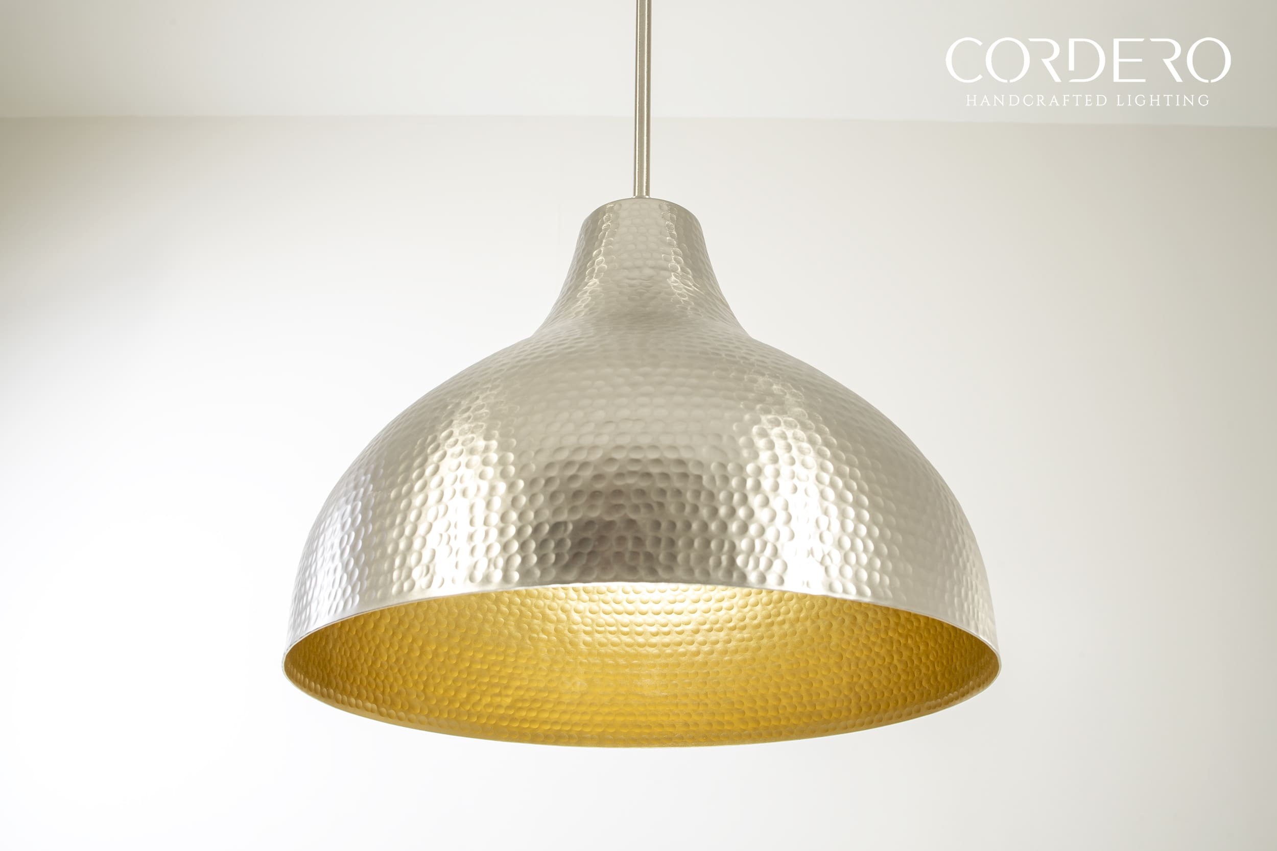 The Cotswold - Brushed Nickel Hammered Dome Pendant Light