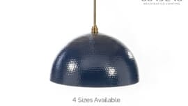 Navy Hammered Dome Pendant Light